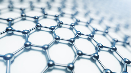 Wall Mural - 3d illusrtation of graphene molecules. nanotechnology background illustration.