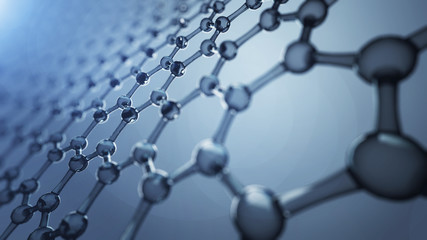 Wall Mural - 3d illusrtation of graphene molecules. nanotechnology background illustration.