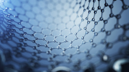 Wall Mural - 3d illusrtation of graphene molecules. nanotechnology background illustration.