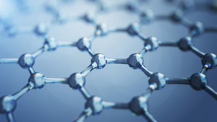Wall Mural - 3d illusrtation of graphene molecules. nanotechnology background illustration.