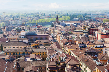 Wall Mural - above view of Verona city with Adige River