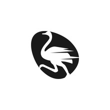Running Ostrich Icon. Vector Logo Illustration