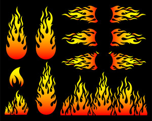 Vector fire flame design elements