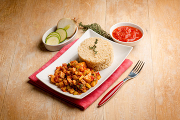 Canvas Print - couscous with fish and vegetables