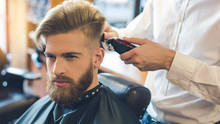 Young Man In Barbershop Hair Care Service Concept