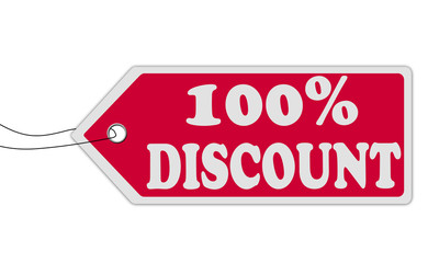 Wall Mural - 100% discount red speech bubble label or sign