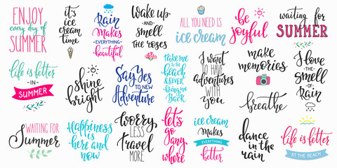 Wall Mural - Hello summer lettering typography big set