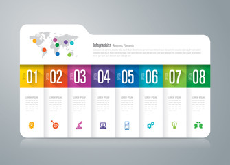 Sticker - Folder infographics design vector and business icons with 8 options.