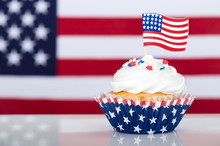 Patriotic Cupcake With American Flag