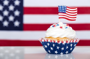 Patriotic cupcake with American flag