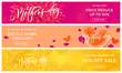 Mother Day Sale web banners with vector hearts and flowers