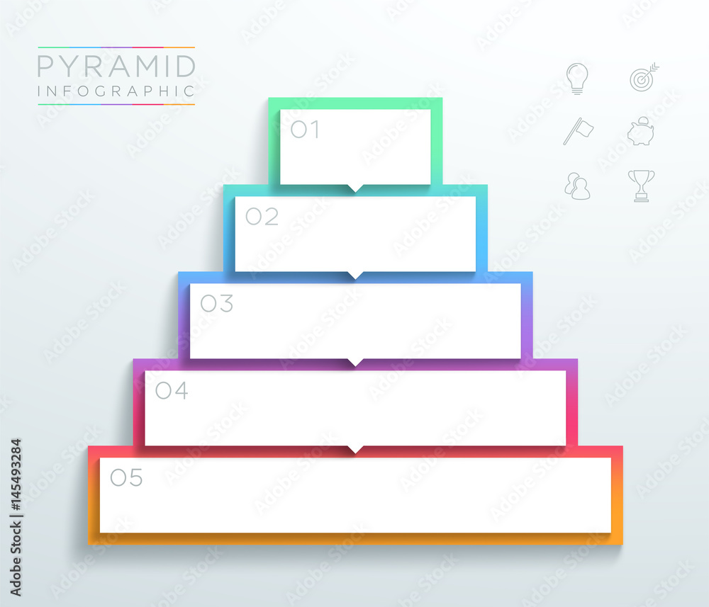 Vector 3d Text Boxes 1 to 5 Stacked Pyramid Infographic B Stock Vector ...