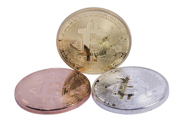 Wall Mural - gold silver and bronze coins bitcoin