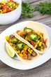 © julied - beef corn soft taco on rustic wood table
