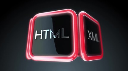 Web design Internet Concept - important programming symbols 3D rendered in 4K
