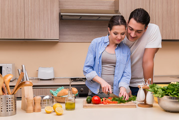 Young family in the kitchen