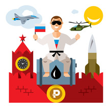 Vector Russia Travel Concept. Flat Style Colorful Cartoon Illustration.