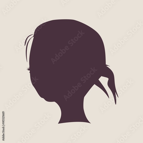 Little Girl Half Turn View Silhouette Vector Illustration