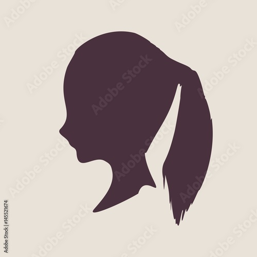Little Girl Profile Silhouette Vector Illustration Cute