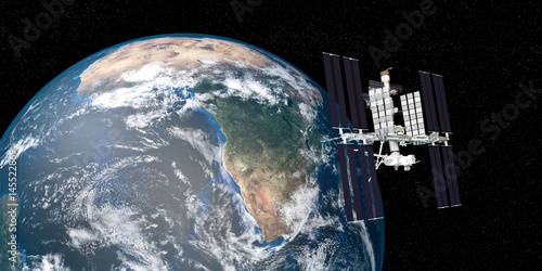 Extremely Detailed And Realistic High Resolution 3d Image Of Iss International Space Station Orbiting Earth Shot From Outer Space Elements Of This Image Are Furnished By Nasa Buy This Stock