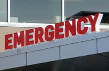 Emergency Sign Marking Emergency Entrance At Hospital