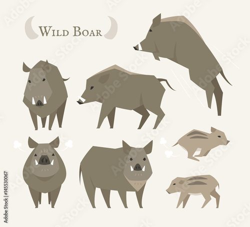 Wild Boar Animal Vector Illustration Flat Design Stock Vector Adobe Stock