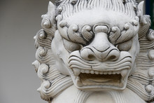 Chinese Stone Lion Statue Architecture Guardian In Chaina Culture