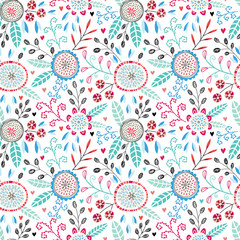 Aufkleber - Romantic floral seamless pattern