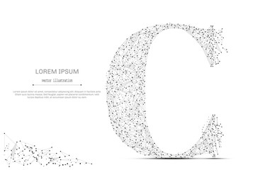 Aufkleber - Abstract mash line and point the letter C on white background with an inscription. Starry sky or space, consisting of stars and the universe. Vector business illustration