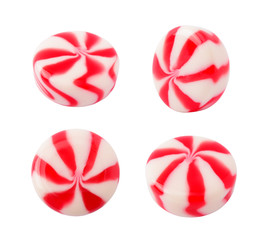 Caramel striped candy set isolated on the white background