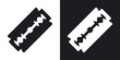Vector razor blade icon. Two-tone version on black and white background
