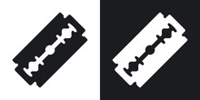 Vector Razor Blade Icon. Two-tone Version On Black And White Background