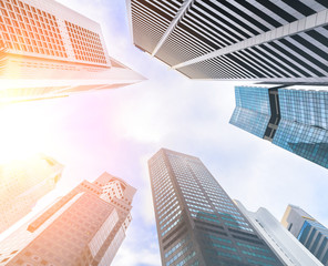 Wall Mural - Business skyscrapers in downtown and skies.