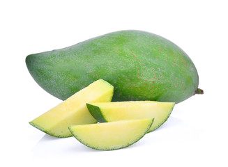 Wall Mural - fresh green mango isolated on white background