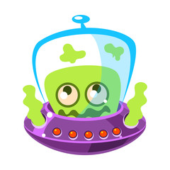 Sticker - Shivering green alien, cute cartoon monster. Colorful vector character