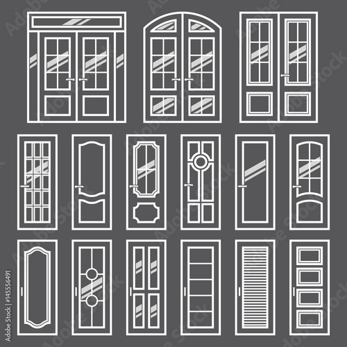 Vector Doors Design Set Modern And Classic Flat Enterance Collection Interior Doorway Illustration Elegant Wood Passage Construction Black And White Style Isolated Buy This Stock Vector And Explore Similar Vectors At