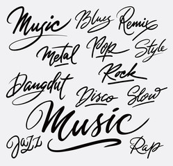 Poster - Music style hand written typography. Good use for logotype, symbol, cover label, product, brand, poster title or any graphic design you want. Easy to use or change color
