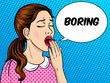 Yawning girl pop art style vector illustration