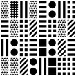 © creatorsclub - Decorative geometric shapes tiling. Monochrome irregular pattern.  Abstract black and white background. Artistic ornamental lattice