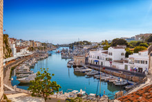 View On Old Town Ciutadella Port On Sunny Day, Menorca Island, Spain.