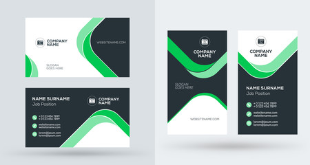 Poster - Double-sided creative business card template. Portrait and landscape orientation. Horizontal and vertical layout. Vector illustration