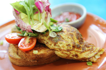 Wall Mural - omelette with bread