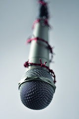 Wall Mural - barbed wire around a microphone