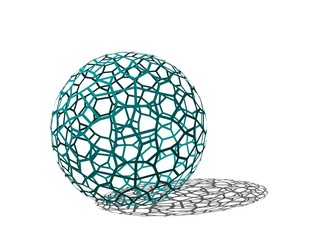 Wall Mural - Abstract Sphere wireframe. Isolated on white background. 3D rendering illustration.