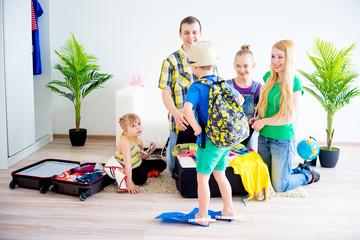 Wall Mural - Family packing suitcases