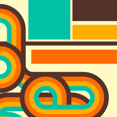 Aufkleber - Abstract retro background, digital lines and circles, design 70s.