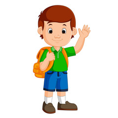 Sticker - Boy with backpacks cartoon