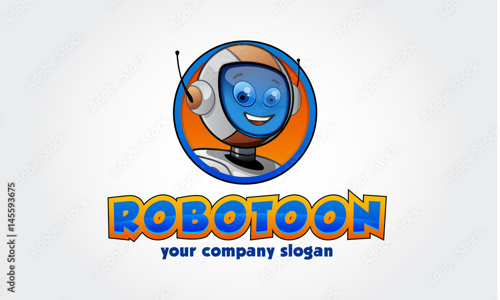 Robotoon Vector Logo Cartoon. Robot head logo vector illustration Stock ...