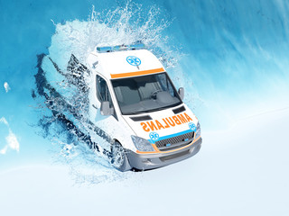 Canvas Print - Ambulance under water.