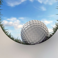 golf ball approaching hole